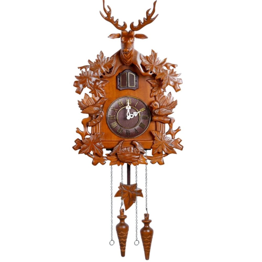 NIB Large Handcrafted Solid Wood Cuckoo Clock